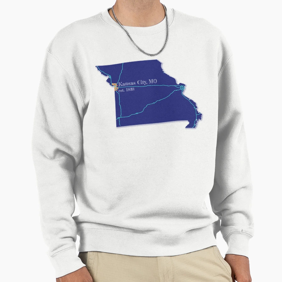Kansas City Mo Blue Sweatshirt - Aesthetic Graphic Unisex - T-Shirt, Sweatshirt, Hoodie