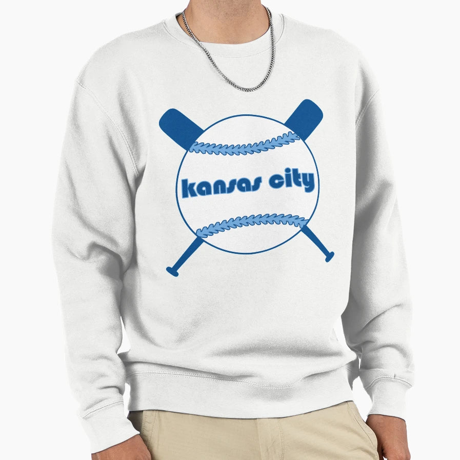 Kansas City Throwback Baseball Crossed Sweatshirt - Novelty Apparel Unisex - T-Shirt, Sweatshirt, Hoodie