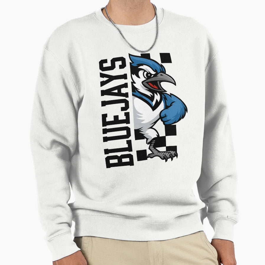 Half Blue Jays Mascot Sweatshirt - Trendy Graphic Men Women - T-Shirt, Sweatshirt, Hoodie