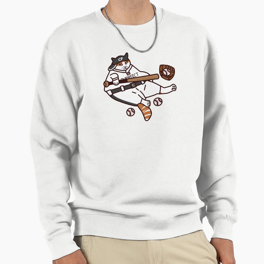 Baseball Cat Sweatshirt - Aesthetic Graphic for Adults - T-Shirt, Sweatshirt, Hoodie