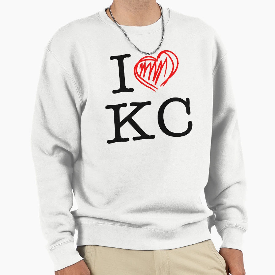 I Heart Kc Black Text Sweatshirt - Streetwear Style Unisex - T-Shirt, Sweatshirt, Hoodie