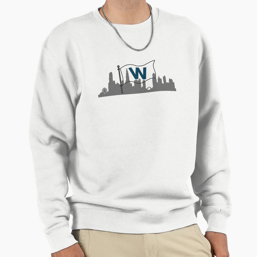 W Flag Chicago Skyline Digital Sweatshirt - Casual Everyday Wear Unisex - T-Shirt, Sweatshirt, Hoodie