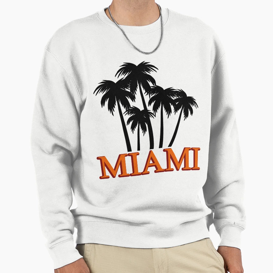 Miami Florida Summer Sun Palm Sweatshirt - Fun Novelty Design for Adults - T-Shirt, Sweatshirt, Hoodie