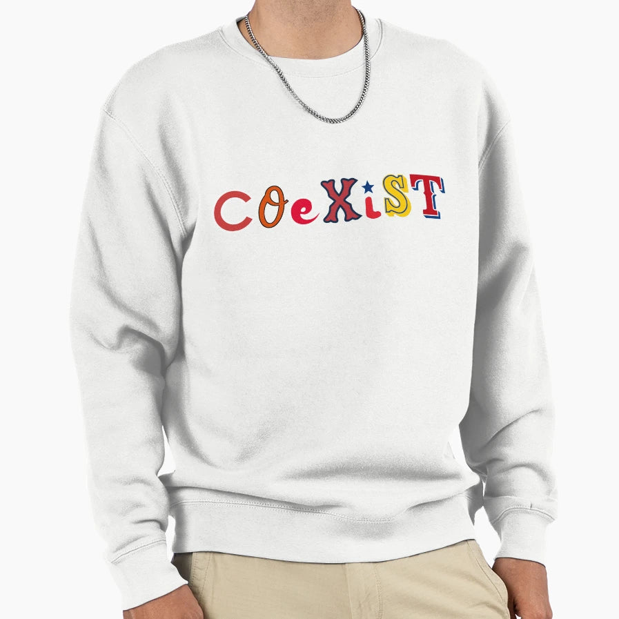 Coexist Baseball Sweatshirt - Casual Everyday Wear Men Women - T-Shirt, Sweatshirt, Hoodie
