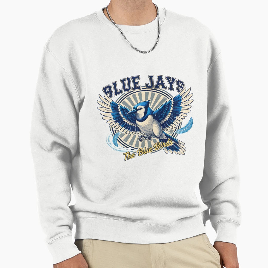 Mid Century Blue Jay Bird Sweatshirt - Custom Art Print for Adults - T-Shirt, Sweatshirt, Hoodie