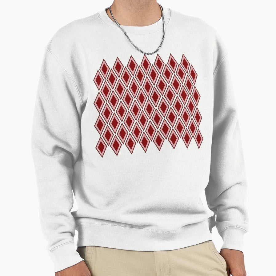 Red Diamond Pattern Sweatshirt - Unique Graphic for Adults - T-Shirt, Sweatshirt, Hoodie