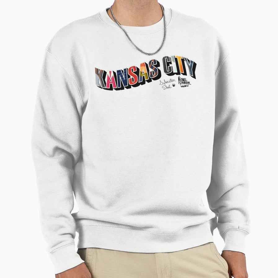 Signed Kansas City Postcard Sweatshirt - Novelty Apparel for Adults - T-Shirt, Sweatshirt, Hoodie