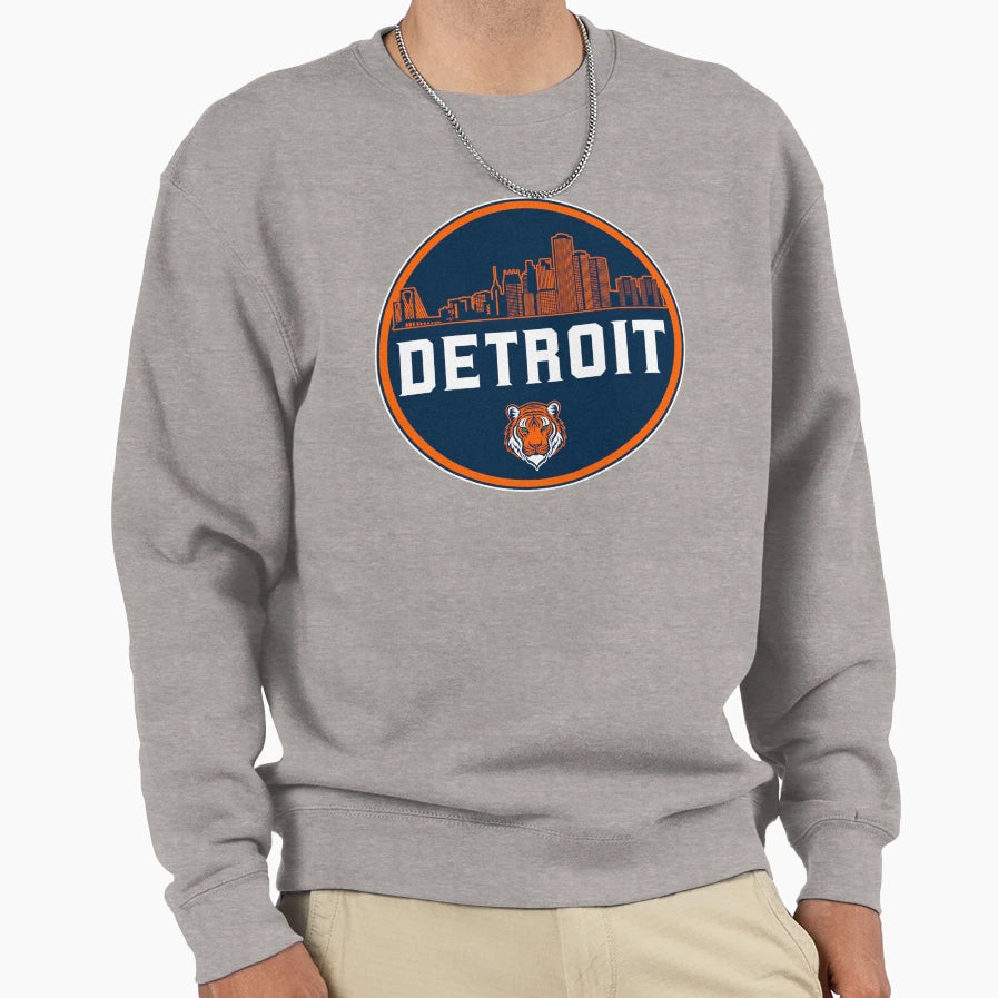 Detroit Skyline Crest Sweatshirt - Unique Graphic Men Women - T-Shirt, Sweatshirt, Hoodie