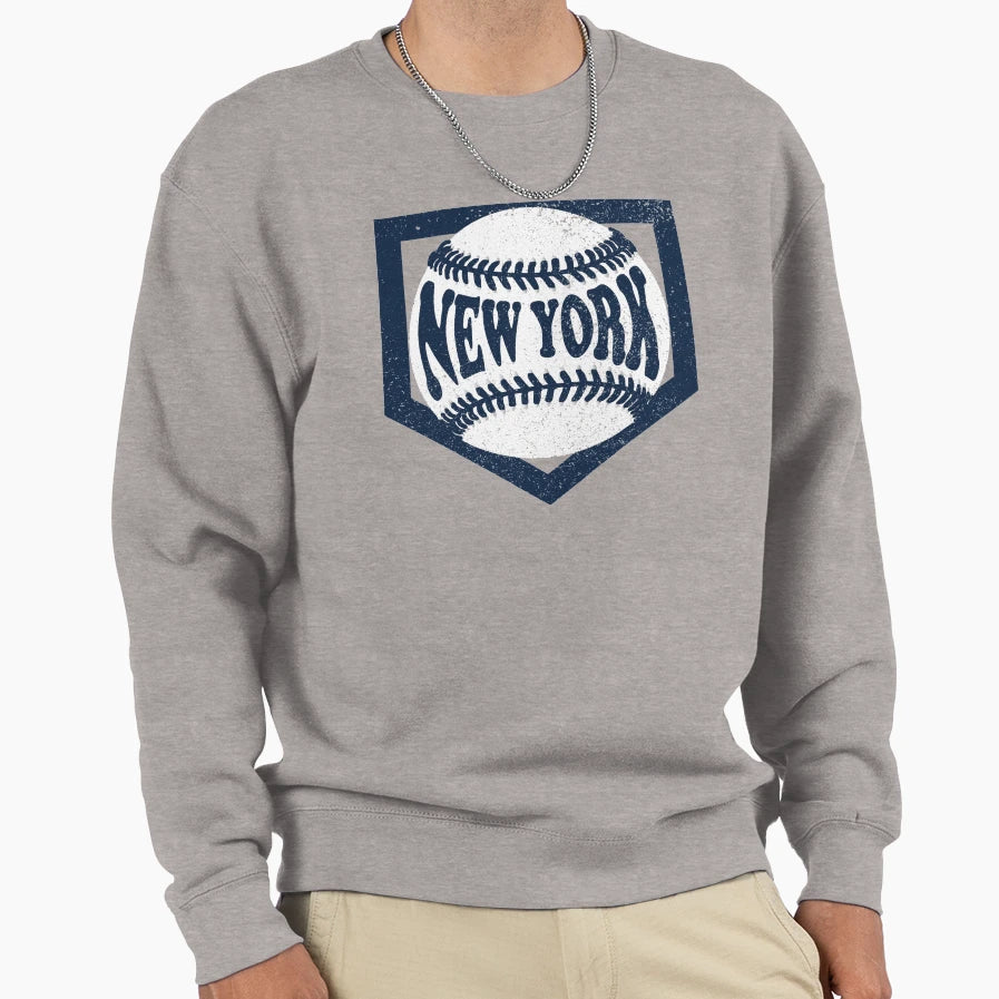 New York Baseball And Diamond Navy Sweatshirt - Streetwear Style Men Women - T-Shirt, Sweatshirt, Hoodie