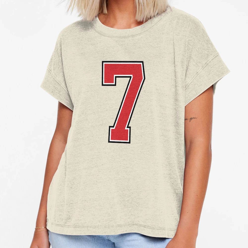Sports Number 7 Red Black Color Lucky T-Shirt - Novelty Apparel Unisex - T-Shirt, Sweatshirt, Hoodie