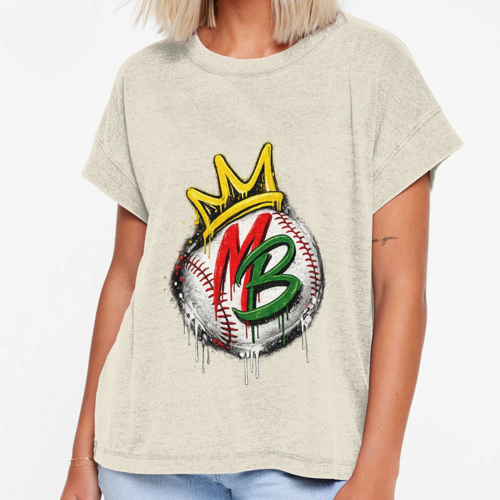 Spray Paint Baseball Crown Mb Monogram T-Shirt - Minimalist Print Unisex - T-Shirt, Sweatshirt, Hoodie
