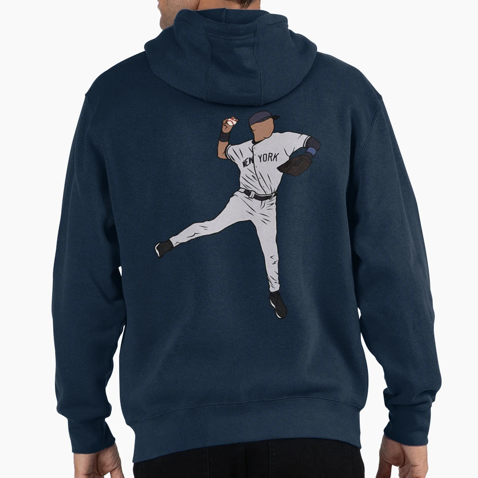 Derek Jeter Jump Throw Hoodie - Novelty Apparel for Adults - T-Shirt, Sweatshirt, Hoodie