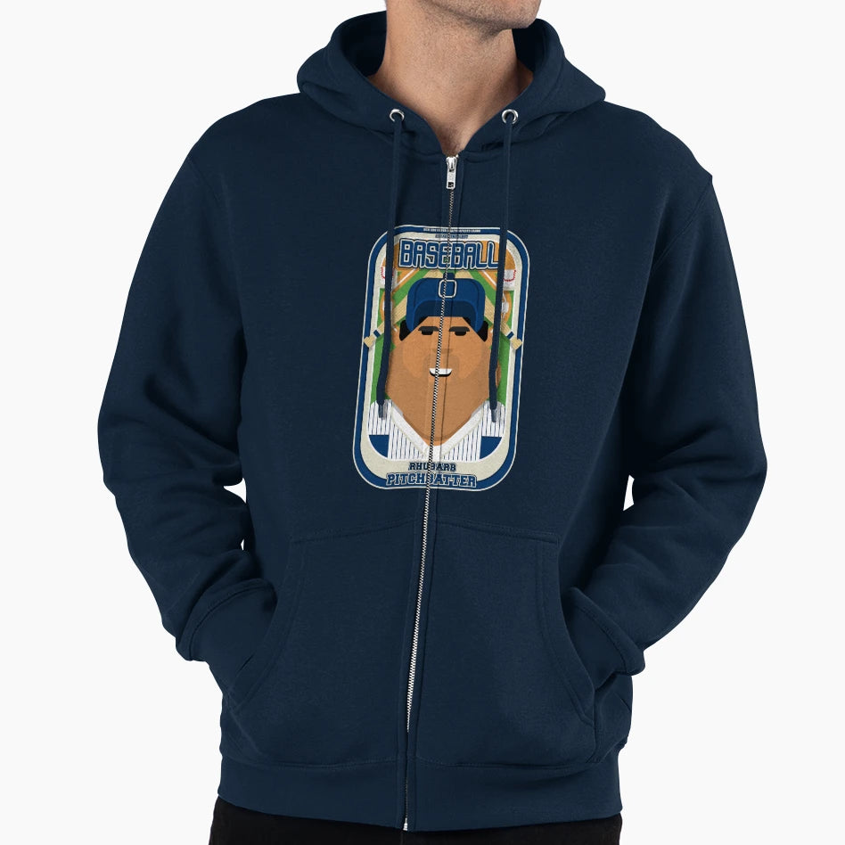 Baseball Blue Pinstripes Rhubarb Hoodie - Casual Everyday Wear Unisex - T-Shirt, Sweatshirt, Hoodie