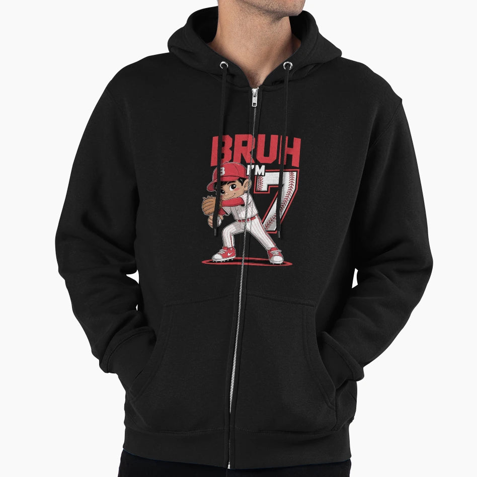 Bruh Im 7 Baseball 7Th Bday Party 7 Hoodie - Trendy Graphic Men Women - T-Shirt, Sweatshirt, Hoodie