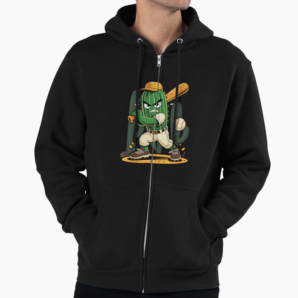 Cactus Playing Baseball Funny Desert Hoodie - Unique Graphic Men Women - T-Shirt, Sweatshirt, Hoodie