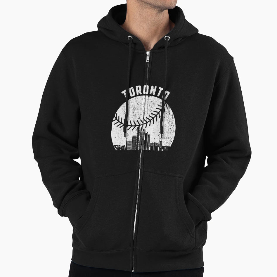 Toronto Skyline Basebal Hoodie - Unique Graphic Men Women - T-Shirt, Sweatshirt, Hoodie