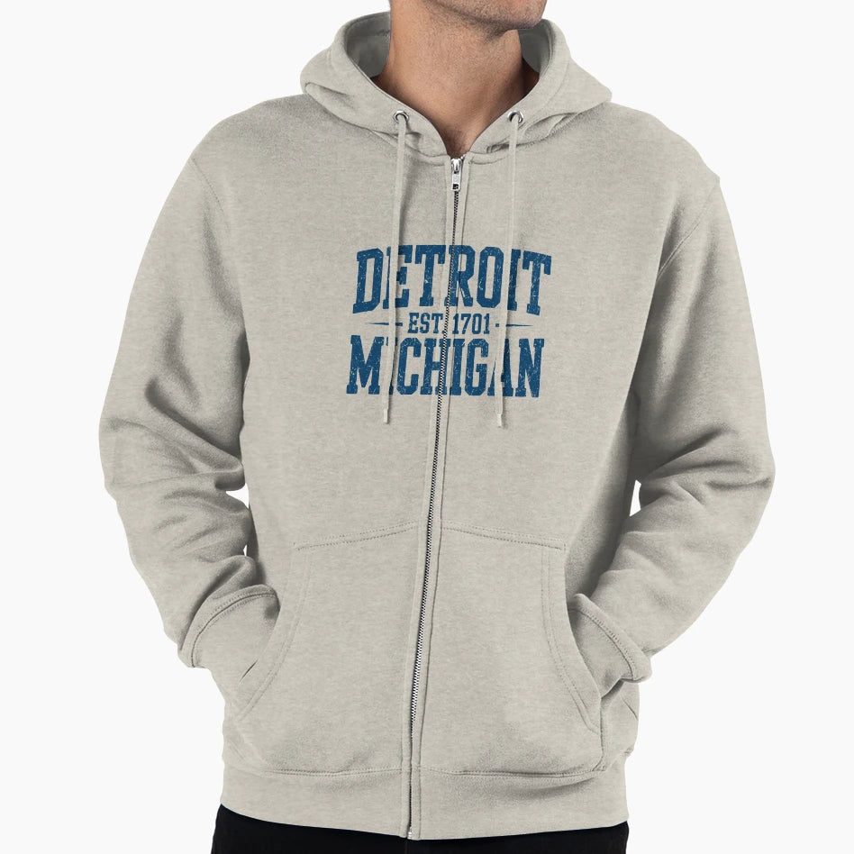 Detroit Michigan Typography Motor City Hoodie - Minimalist Print Men Women - T-Shirt, Sweatshirt, Hoodie