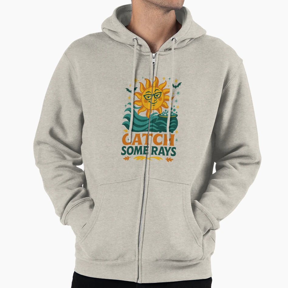 Catch Some Rays Sun And Waves Mid Century Hoodie - Graphic Print Men Women - T-Shirt, Sweatshirt, Hoodie