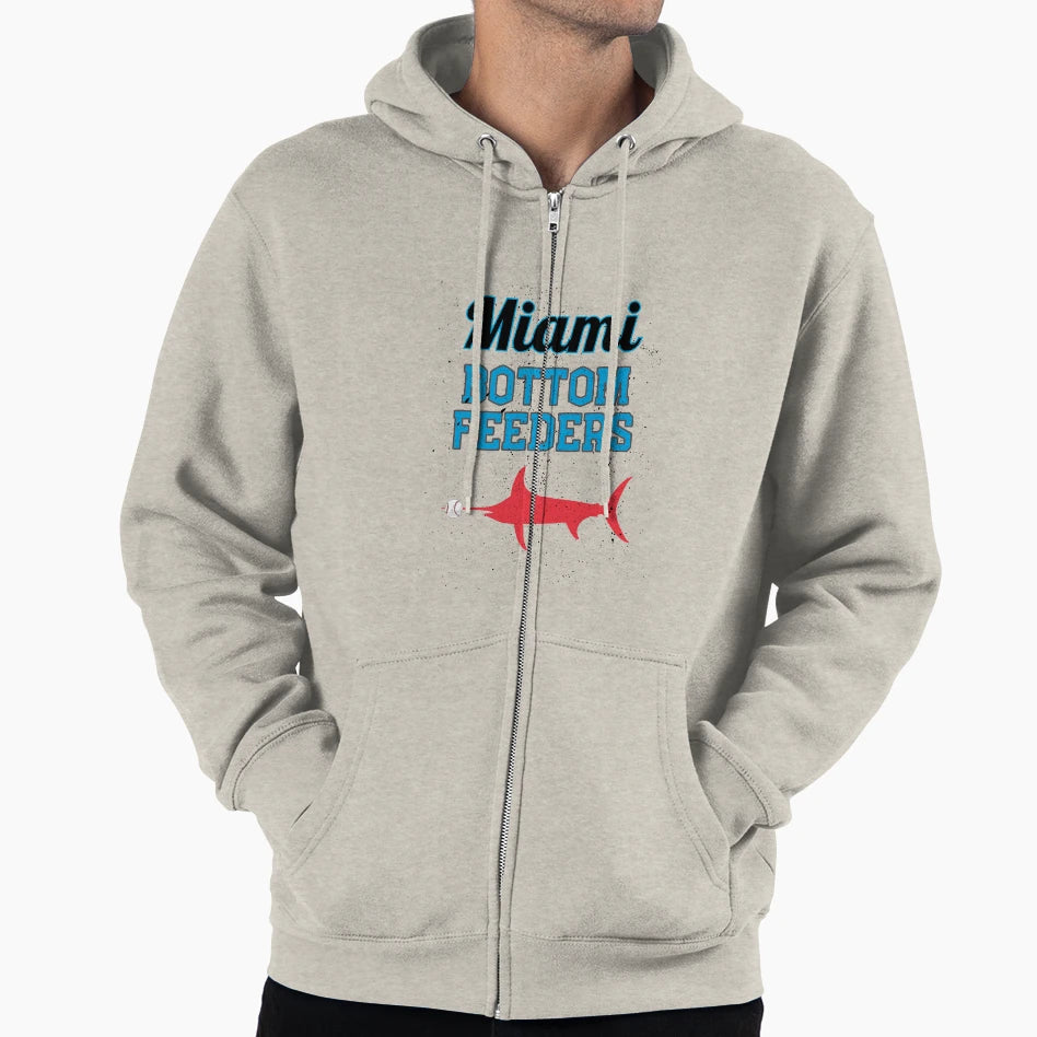 Miami Bottom Feeders Baseball Hoodie - Fun Novelty Design for Adults - T-Shirt, Sweatshirt, Hoodie