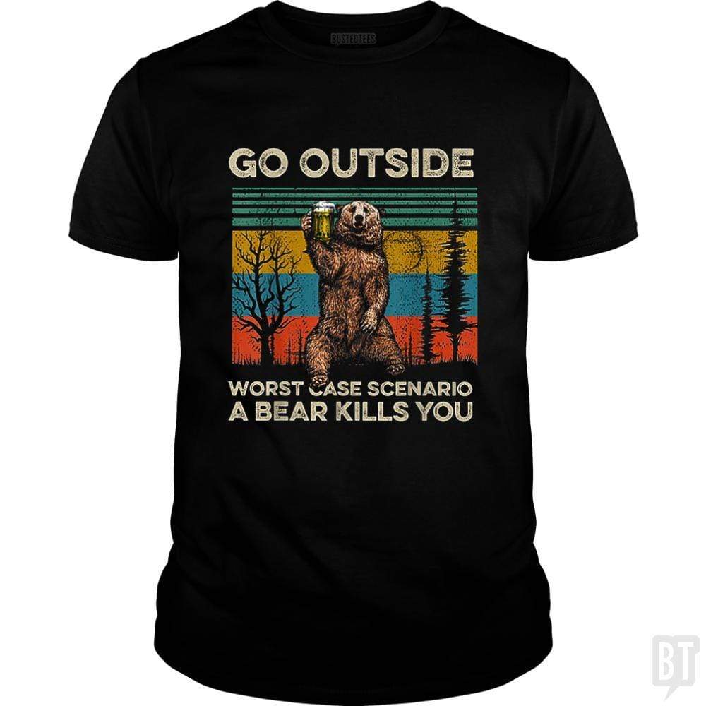 Go Outside Worst Case Scenario A Bear Kills You - Adult & Kids T-Shirts, Sweatshirts & Hoodies apparel design preview 1