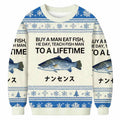 Teach Fish Man To A Lifetime 3D Ugly Christmas Sweater - Holiday Gift product image