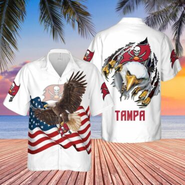 Tampa Bay Buccaneers Eagle American Flag Hawaiian - Adult & Kids T-Shirts, Sweatshirts & Hoodies apparel design preview 1