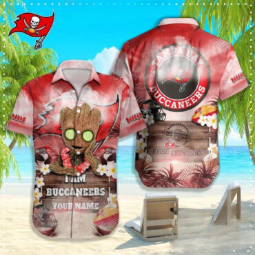 Tampa Bay Buccaneers Groot Hawaiian - Adult & Kids T-Shirts, Sweatshirts & Hoodies apparel design preview 1