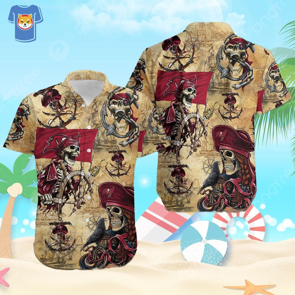 Tampa Bay Buccaneers Pirates Skull Hawaiian - Adult & Kids T-Shirts, Sweatshirts & Hoodies apparel design preview 1
