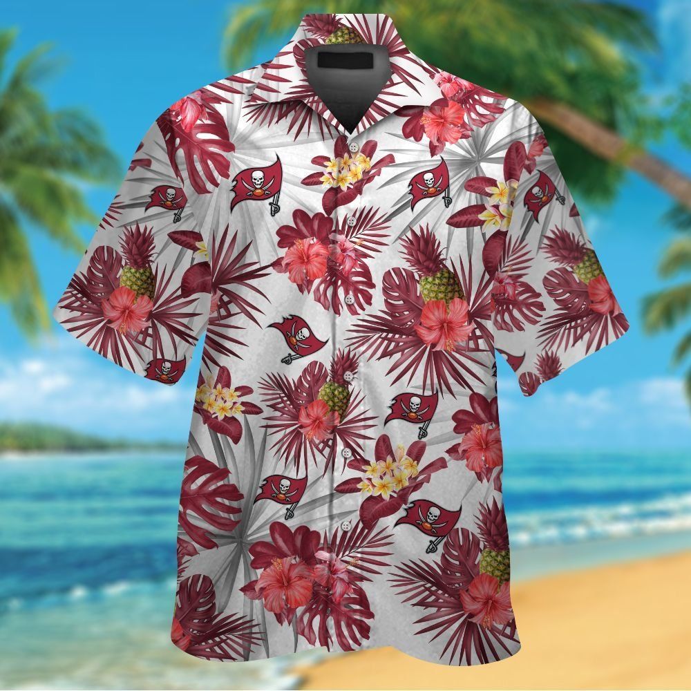Tampa Bay Buccaneers Short Sleeve Button Up Tropical - Adult & Kids T-Shirts, Sweatshirts & Hoodies apparel design preview 1