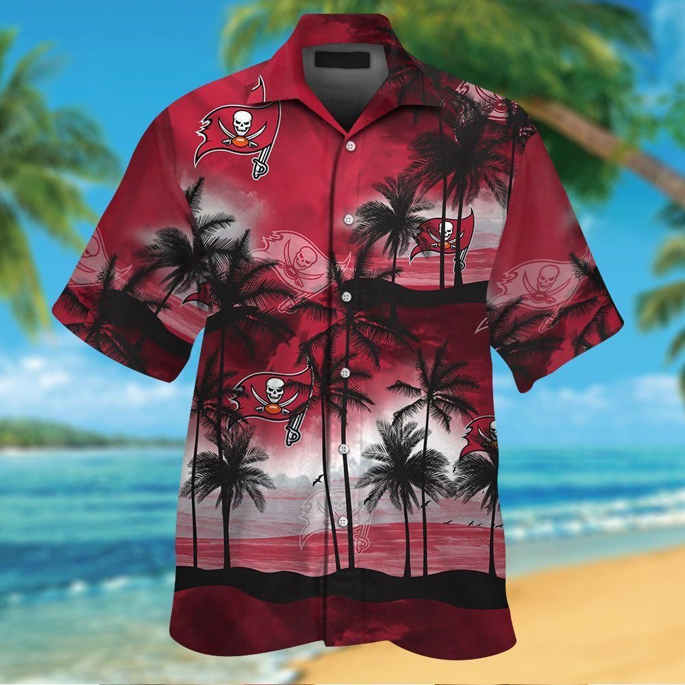 Tampa Bay Buccaneers Short Sleeve Button Up Tropical - Adult & Kids T-Shirts, Sweatshirts & Hoodies apparel design preview 1