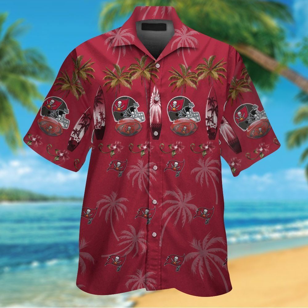 Tampa Bay Buccaneers Short Sleeve Button Up Tropical - Adult & Kids T-Shirts, Sweatshirts & Hoodies apparel design preview 1