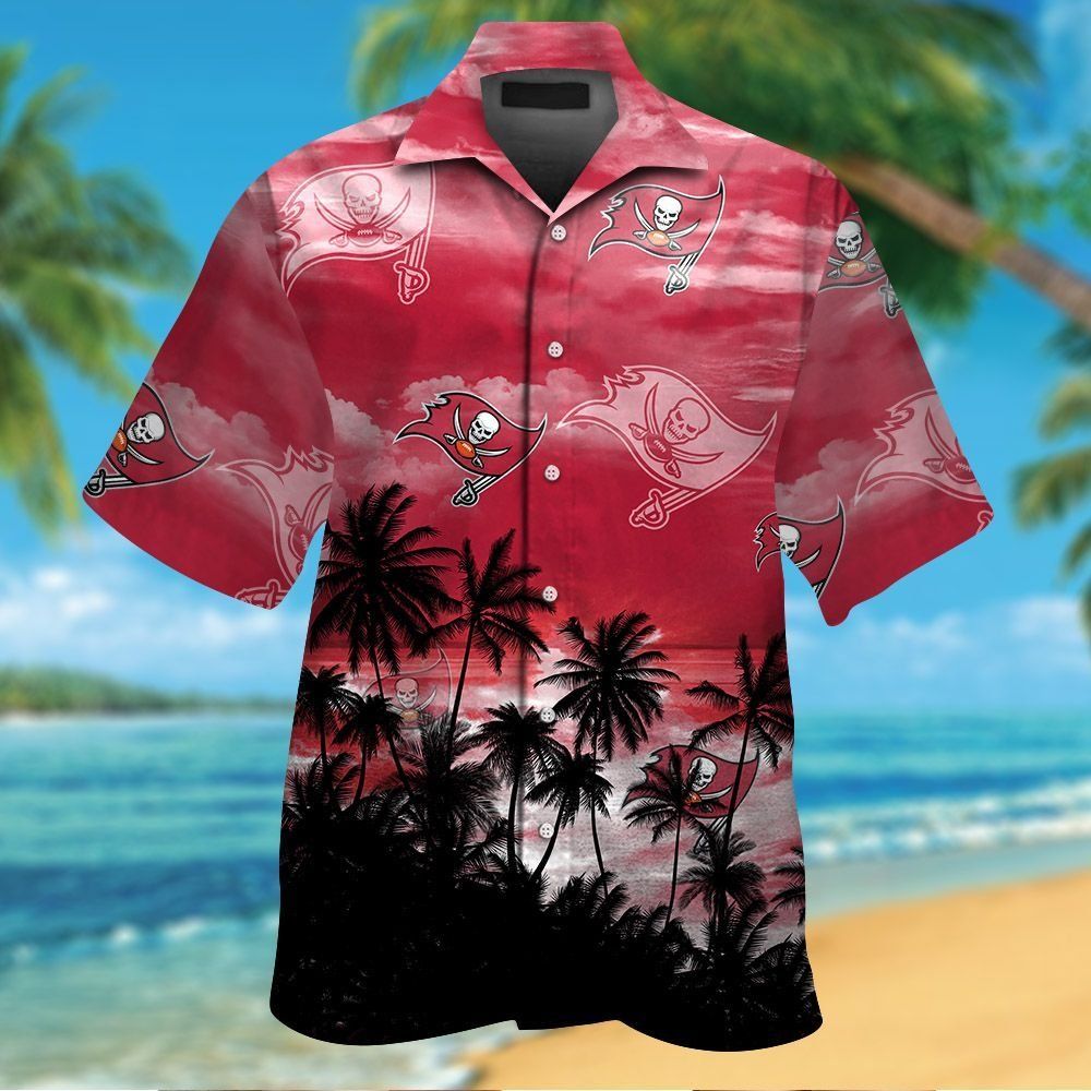 Tampa Bay Buccaneers Short Sleeve Button Up Tropical - Adult & Kids T-Shirts, Sweatshirts & Hoodies apparel design preview 1