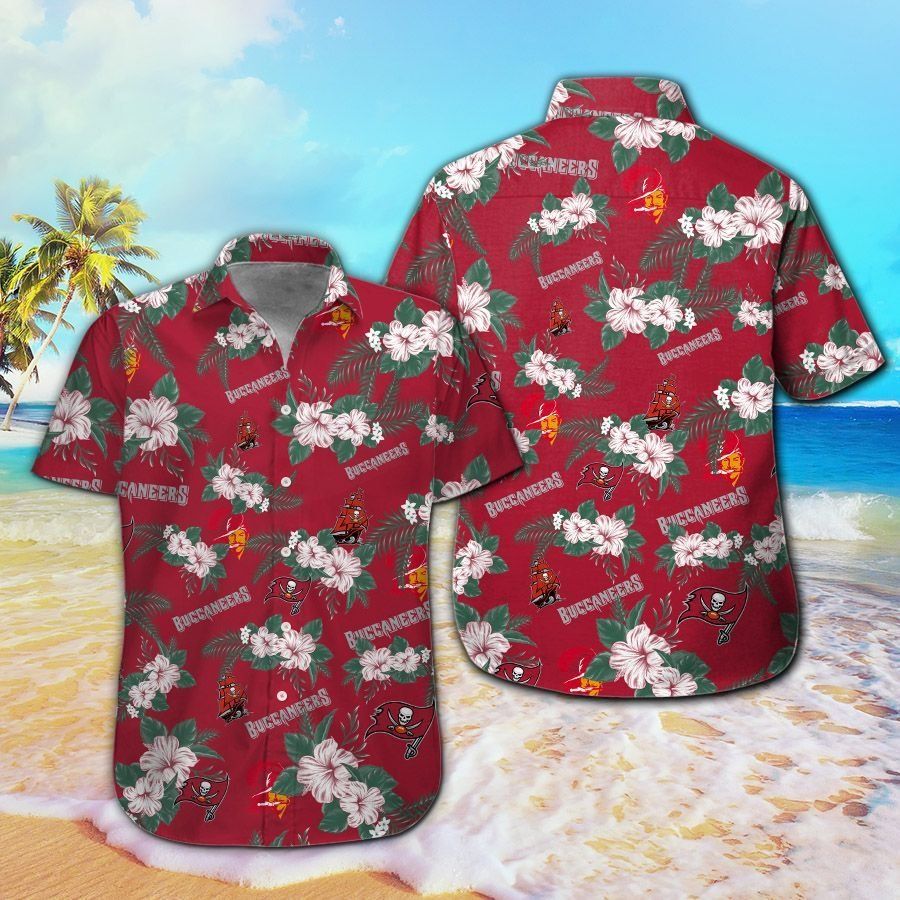 Tampa Bay Buccaneers Short Sleeve Button Up Tropical - Adult & Kids T-Shirts, Sweatshirts & Hoodies apparel design preview 1