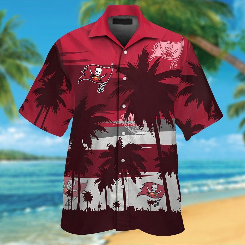 Tampa Bay Buccaneers Short Sleeve Button Up Tropical - Adult & Kids T-Shirts, Sweatshirts & Hoodies apparel design preview 1