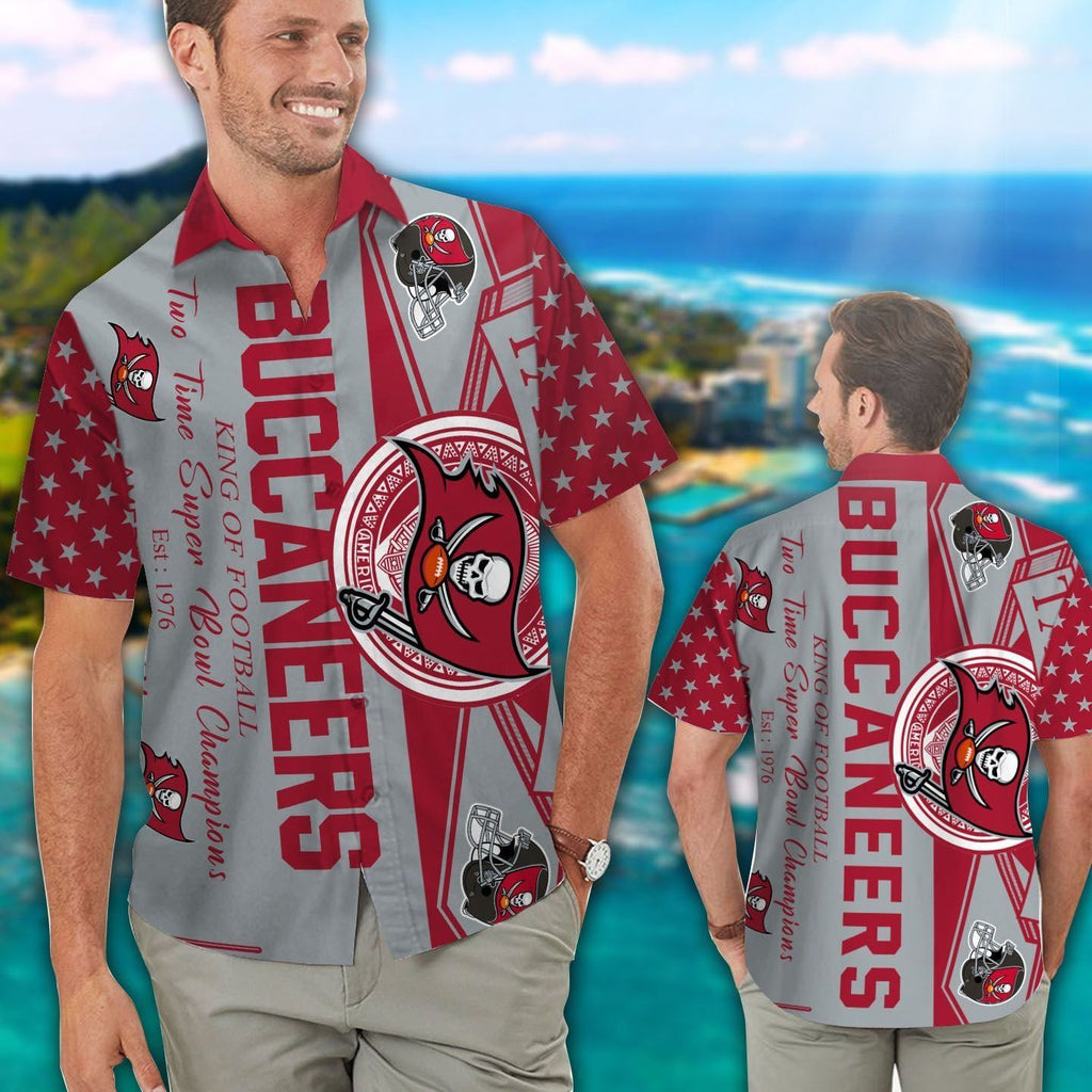 Tampa Bay Buccaneers Short Sleeve Button Up Tropical - Adult & Kids T-Shirts, Sweatshirts & Hoodies apparel design preview 1