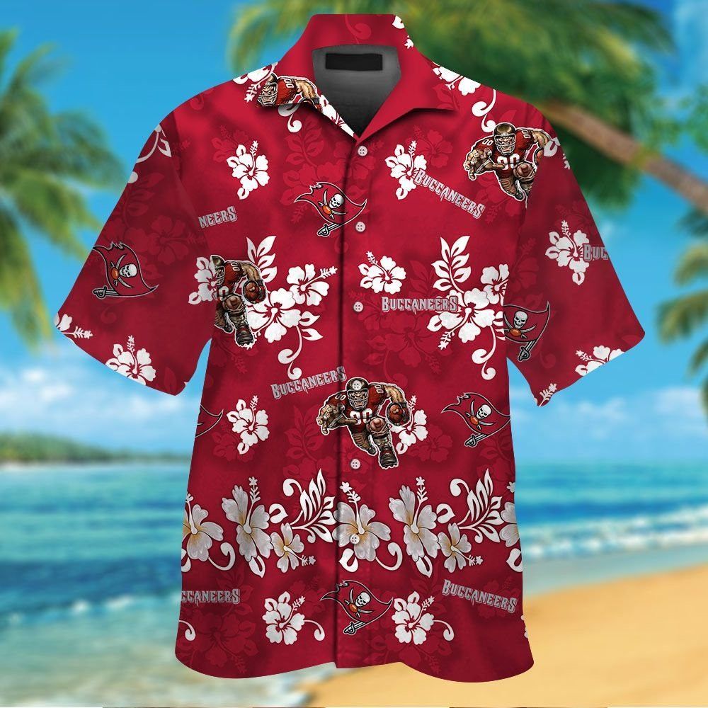 Tampa Bay Buccaneers Short Sleeve Button Up Tropical - Adult & Kids T-Shirts, Sweatshirts & Hoodies apparel design preview 1