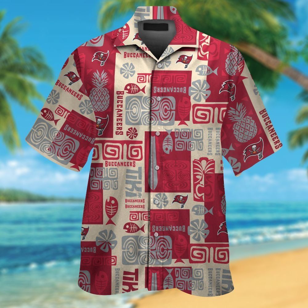 Tampa Bay Buccaneers Short Sleeve Button Up Tropical - Adult & Kids T-Shirts, Sweatshirts & Hoodies apparel design preview 1
