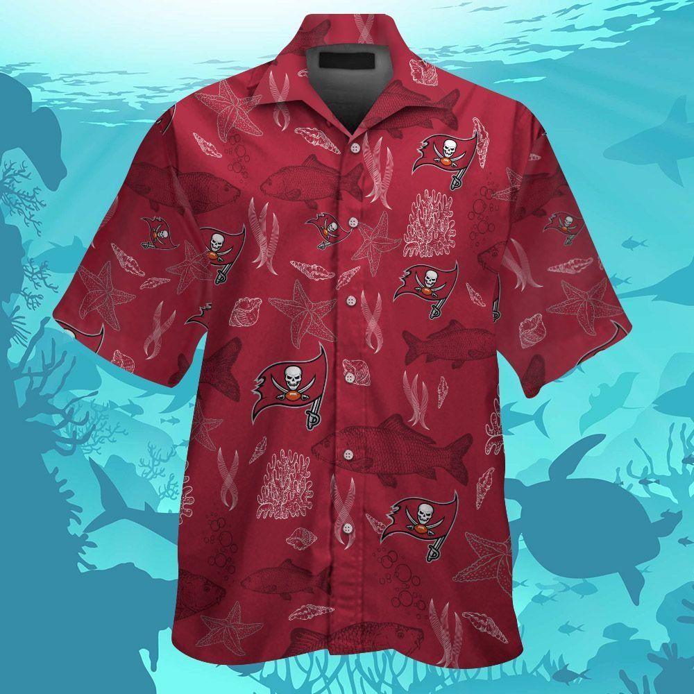Tampa Bay Buccaneers Short Sleeve Button Up Tropical - Adult & Kids T-Shirts, Sweatshirts & Hoodies apparel design preview 1