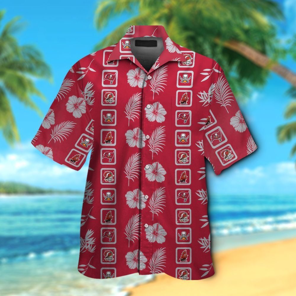 Tampa Bay Buccaneers Short Sleeve Button Up Tropical - Adult & Kids T-Shirts, Sweatshirts & Hoodies apparel design preview 1