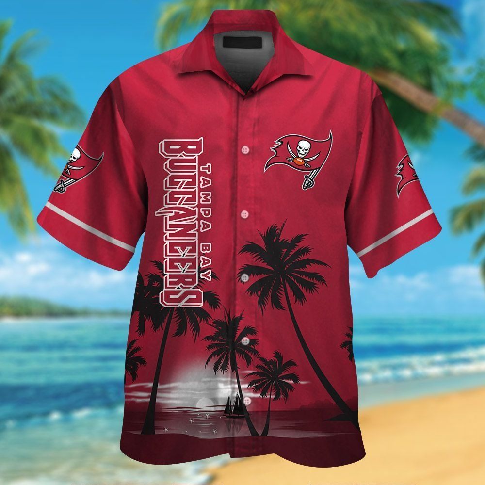Tampa Bay Buccaneers Short Sleeve Button Up Tropical - Adult & Kids T-Shirts, Sweatshirts & Hoodies apparel design preview 1