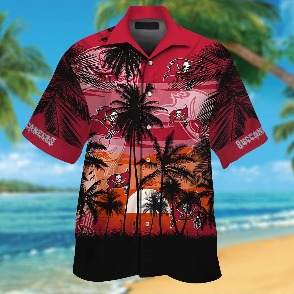 Tampa Bay Buccaneers Short Sleeve Button Up Tropical - Adult & Kids T-Shirts, Sweatshirts & Hoodies apparel design preview 1