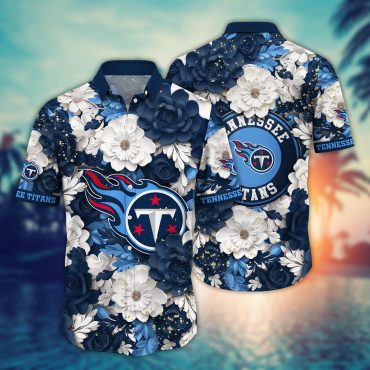 Tennessee Titans Bold Blooms Hawaiian - Adult & Kids T-Shirts, Sweatshirts & Hoodies apparel design preview 1
