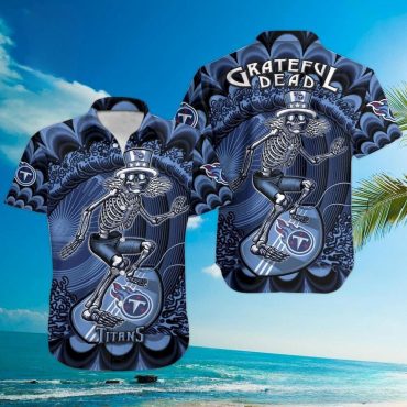 Tennessee Titans Grateful Dead Skeleton Hawaiian - Adult & Kids T-Shirts, Sweatshirts & Hoodies apparel design preview 1