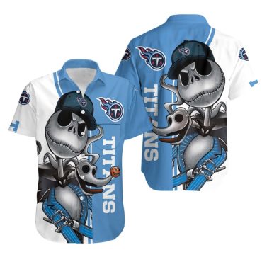 Tennessee Titans Jack Skellington And Zero Hawaiian - Adult & Kids T-Shirts, Sweatshirts & Hoodies apparel design preview 1