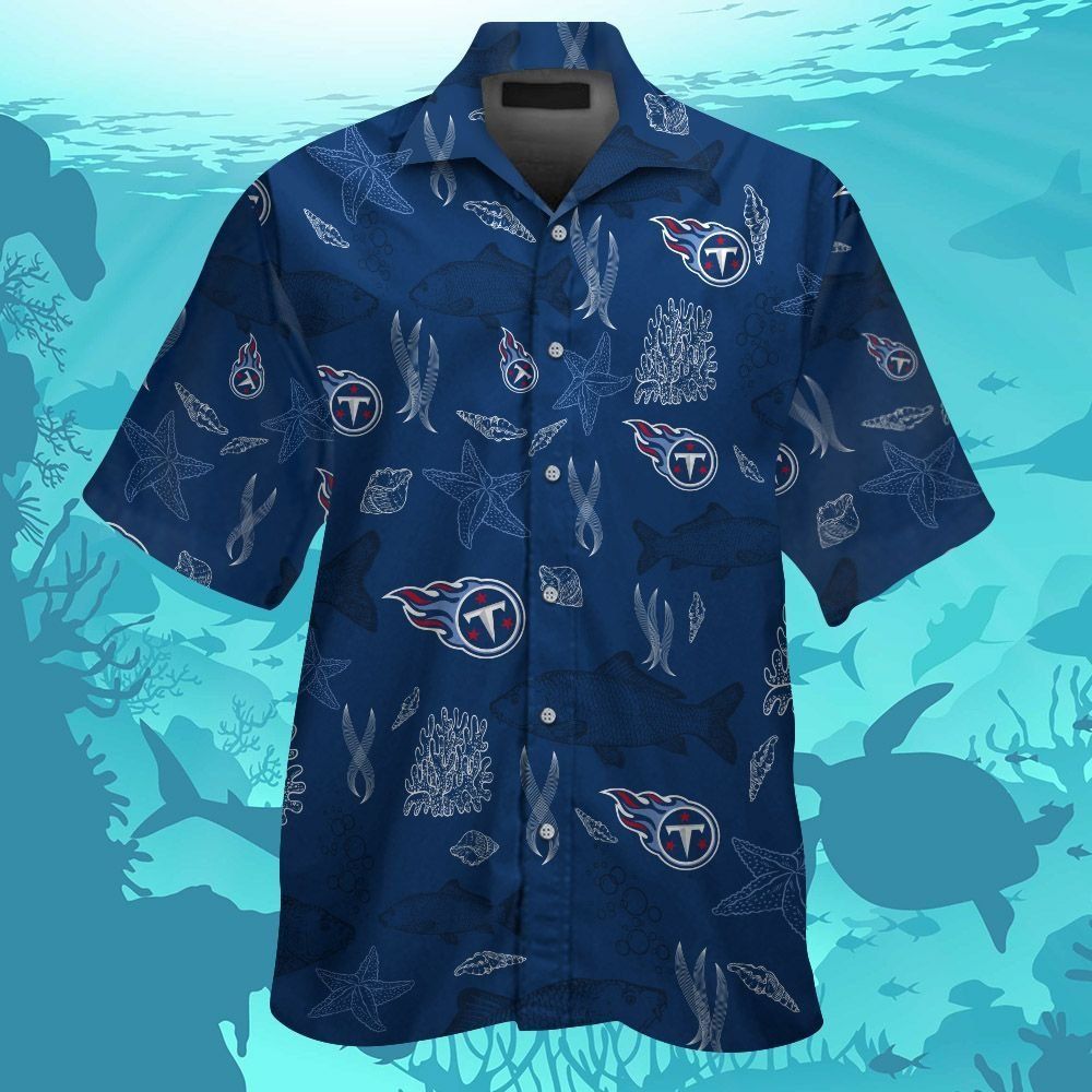 Tennessee Titans Short Sleeve Button Up Tropical - Adult & Kids T-Shirts, Sweatshirts & Hoodies apparel design preview 1