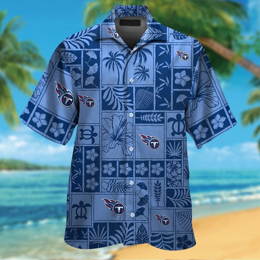 Tennessee Titans Short Sleeve Button Up Tropical - Adult & Kids T-Shirts, Sweatshirts & Hoodies apparel design preview 1