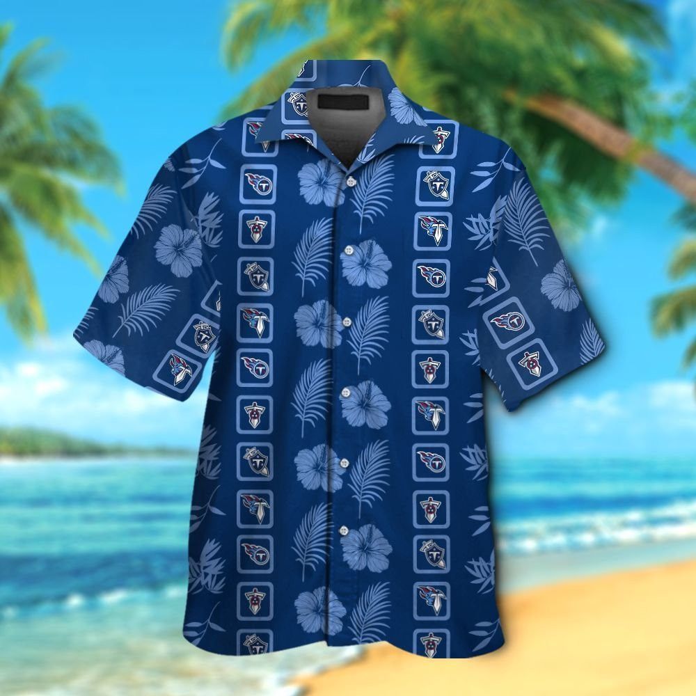 Tennessee Titans Short Sleeve Button Up Tropical - Adult & Kids T-Shirts, Sweatshirts & Hoodies apparel design preview 1