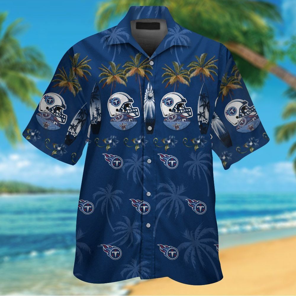 Tennessee Titans Short Sleeve Button Up Tropical - Adult & Kids T-Shirts, Sweatshirts & Hoodies apparel design preview 1