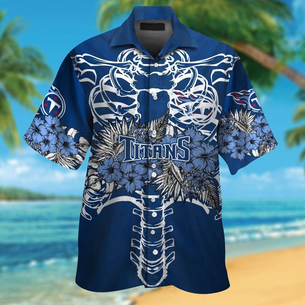 Tennessee Titans Short Sleeve Button Up Tropical - Adult & Kids T-Shirts, Sweatshirts & Hoodies apparel design preview 1