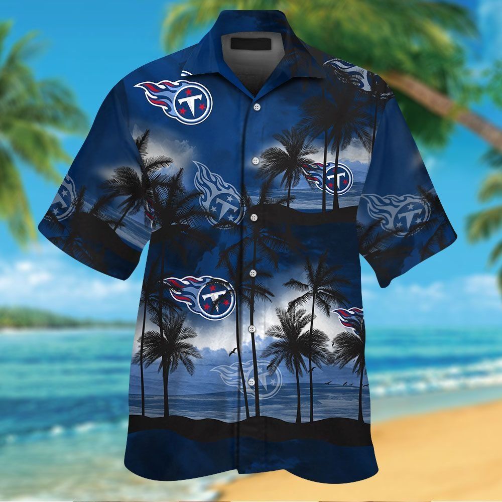Tennessee Titans Short Sleeve Button Up Tropical - Adult & Kids T-Shirts, Sweatshirts & Hoodies apparel design preview 1